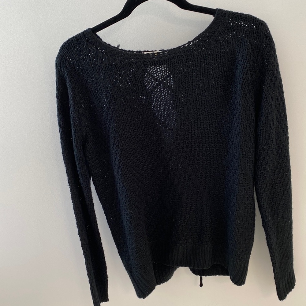 Woven Heart lace up the back sweater